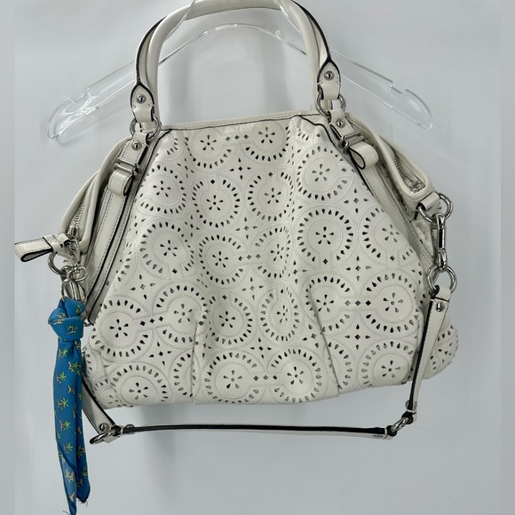 Coach Handbags - *Coach Madison Punching 2 Way Leather Cut Out Bag Parchment White